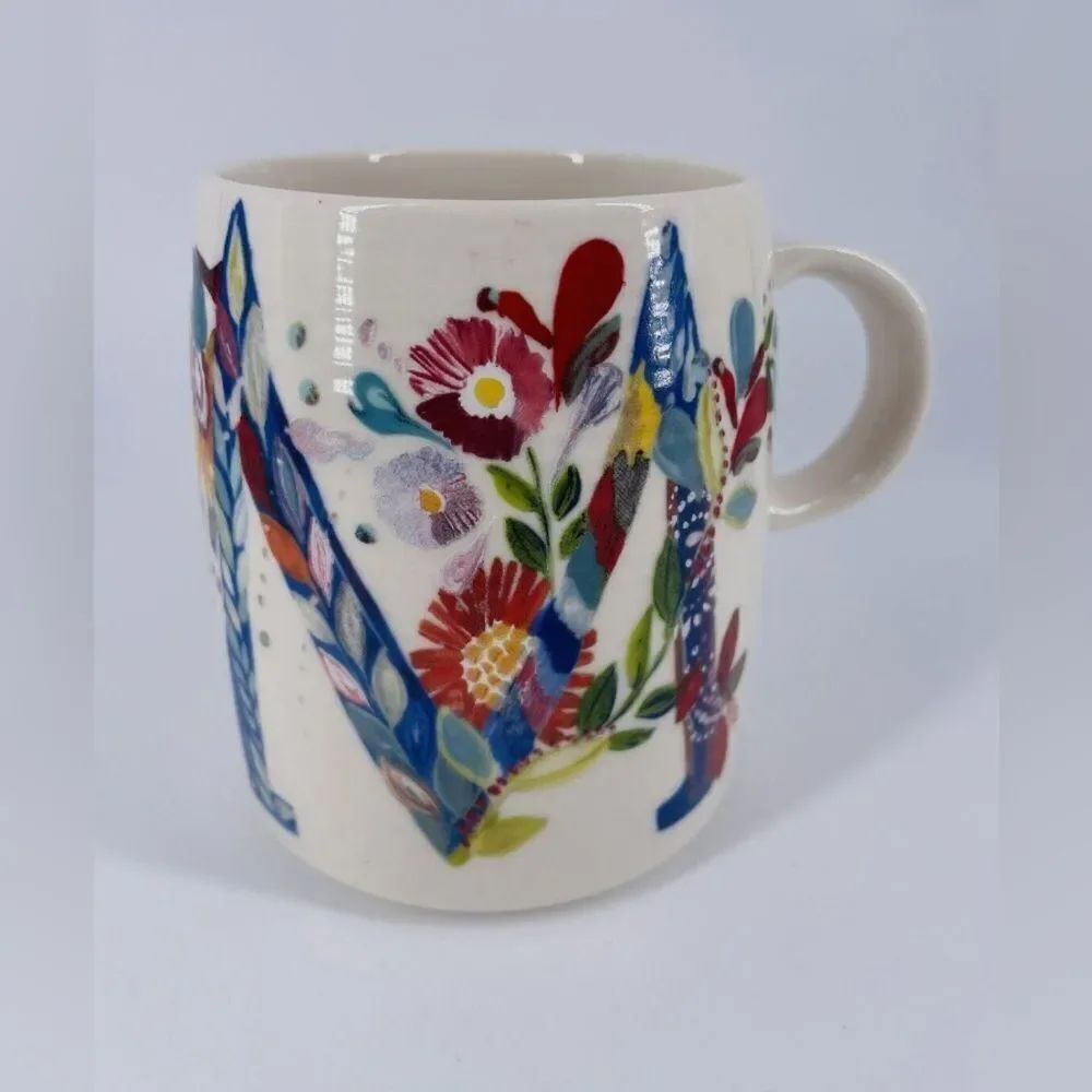 Anthropologie Starla M. Halfmann “M” Ceramic Coffee Tea Mug - EUC